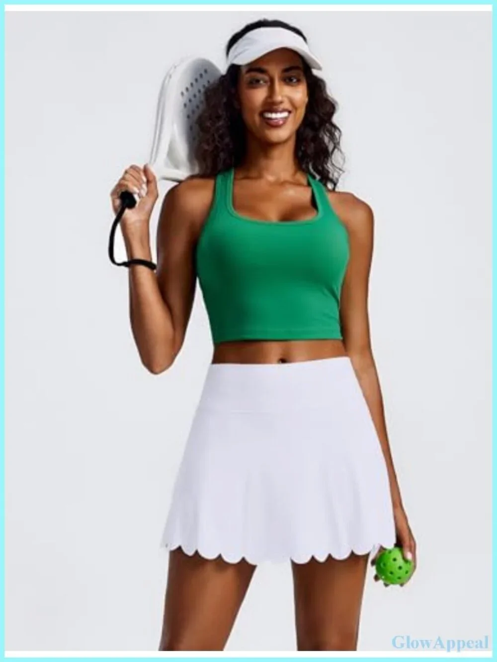 Tennis Skort for Women Scalloped Hem High Waisted Built-in Shorts with Pockets